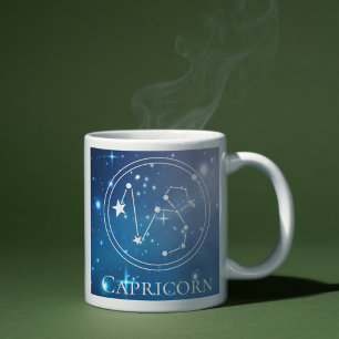 Taza Lindo signo zodiacal CAPRICORNIO Monograma azul pú