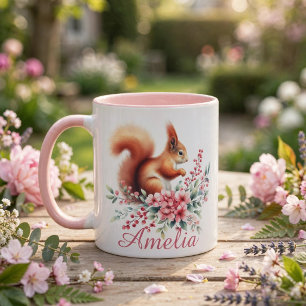 Taza Lindo Squirrel Personalizado en acuarela 