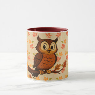 Taza Lindo, vintage y caprichoso búho de otoño