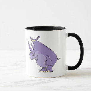 Taza lindo y tonto rinoceronte púrpura cartoon