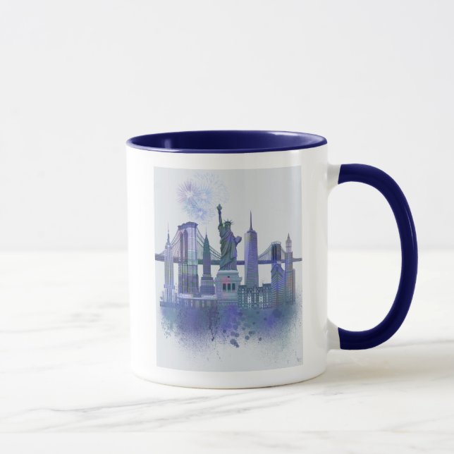 Taza Línea aérea de Nueva York - Azul acuarela (Derecha)