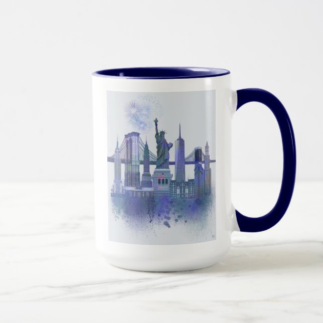 Taza Línea aérea de Nueva York - Azul acuarela (Derecha)