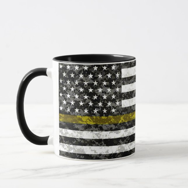 Taza Línea amarilla fina bandera de Camo (Izquierda)