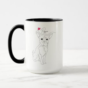 Taza Línea de arte de Chihuahua con nombre