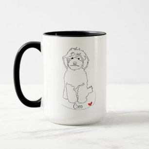 Taza Línea de Arte de Poodle con Nombre