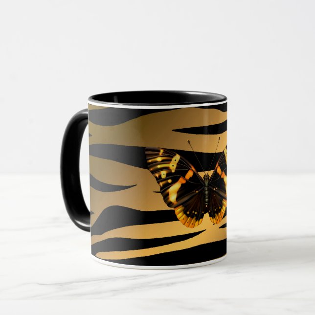 Taza Línea de moda de mariposa del tigre de lujo (Anverso izquierdo)