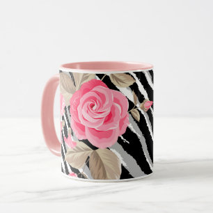 Taza Línea de moda del Rosa del tigre de lujo