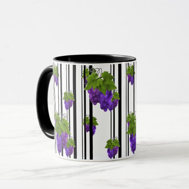 Taza Línea de rayas de uva personalizado abstracta sin  (Anverso izquierdo)