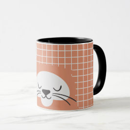 Taza Línea de rejilla personalizada marrón gato lindo