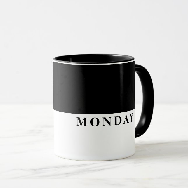 Taza Línea negra moderna cita divertida de lunes (Anverso derecho)