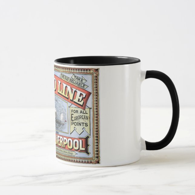 Taza Línea poster de Cunard de Nueva York Liverpool (Derecha)