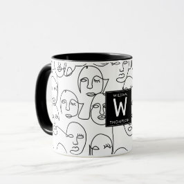 Taza Líneas abstractas modernas se enfrentan a una líne
