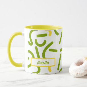 Taza Líneas abstractas verdes y amarillas 