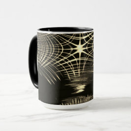 Taza Líneas caqui cruzadas que se repiten en oleadas