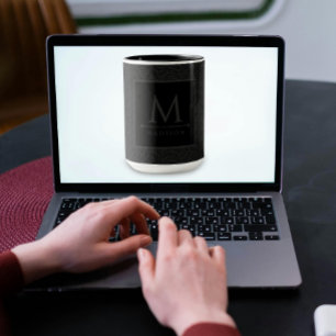 Taza Líneas curvadas geométricas onduladas de color neg