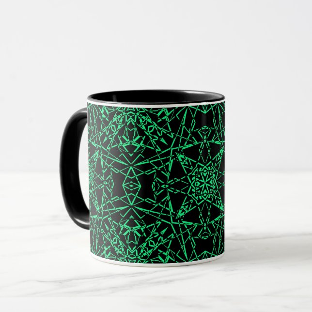 Taza Líneas de red de araña modernas abstractas negras  (Anverso izquierdo)