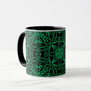 Taza Líneas de red de araña modernas abstractas y negra