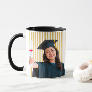 Taza Líneas Doradas Retrato Personalizado de Mujer Grad