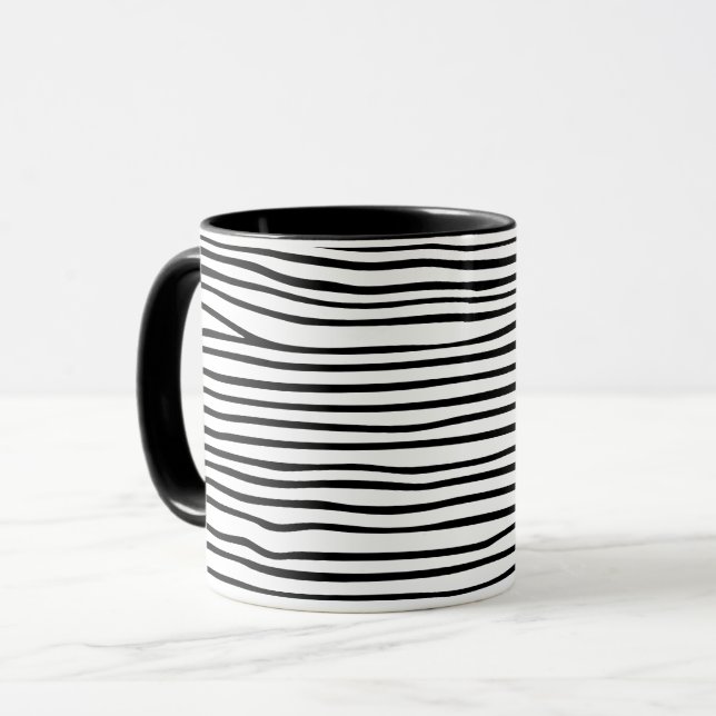 Taza Líneas horizontales abstractas_negro (Anverso izquierdo)