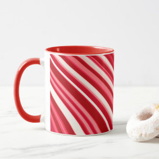 Taza Líneas Onduladas en Rojo y Blanco
