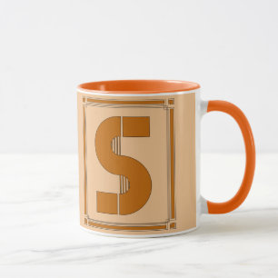 Taza Líneas rectas art déco con el monograma, letra S
