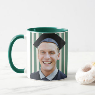 Taza Líneas Verdes Retrato Personalizado Hombres Gradua