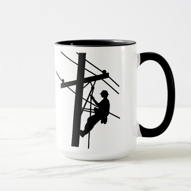 Taza Lineman en polaco negro Silhouette Mug (Derecha)