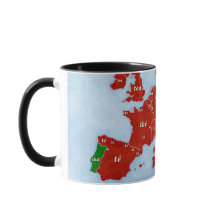 Taza lingüística del mapa de Europa del té