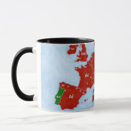 Taza lingüística del mapa de Europa del té
