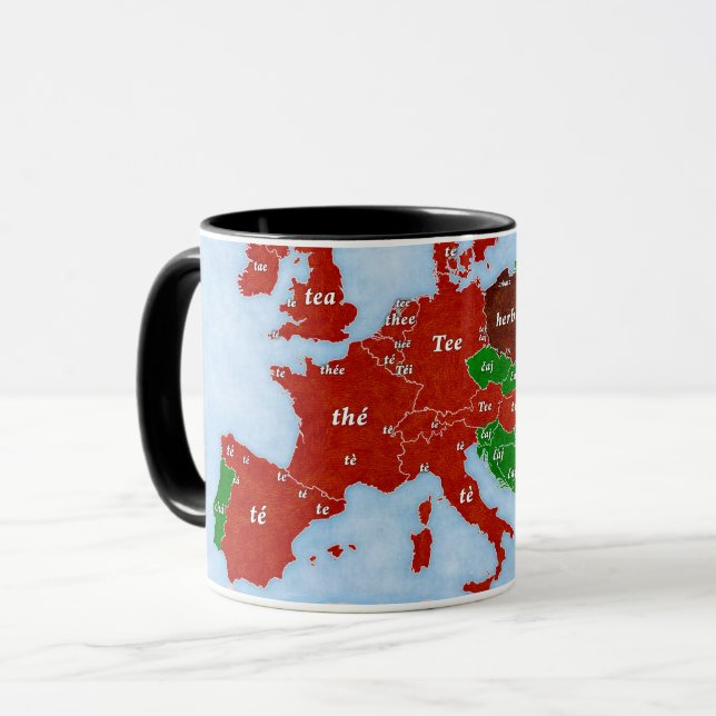 Taza lingüística del mapa de Europa del té (Anverso izquierdo)
