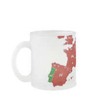 Taza lingüística del vidrio esmerilado del mapa de
