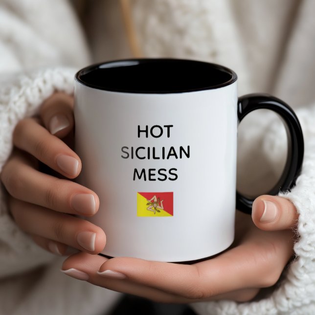 Taza Lío Siciliano Caliente (Hot Sicilian Mess Mug
Funny Mug with Flag of Sicily)