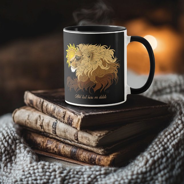 Taza Lion Black Yellow Mandala Sun (Subido por el creador)