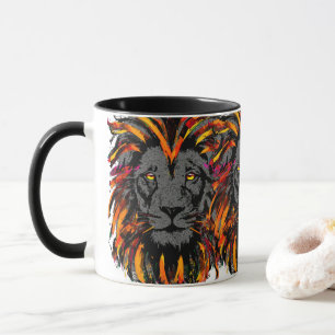Taza Lion Coffee Mug   Naranja Ilustracion de cabeza de