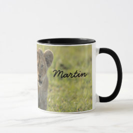 Taza Lion Cub Personaliza Nombre Regalo Interior Negro