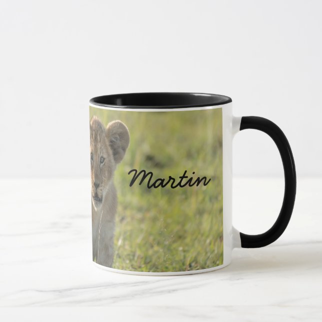 Taza Lion Cub Personaliza Nombre Regalo Interior Negro (Derecha)
