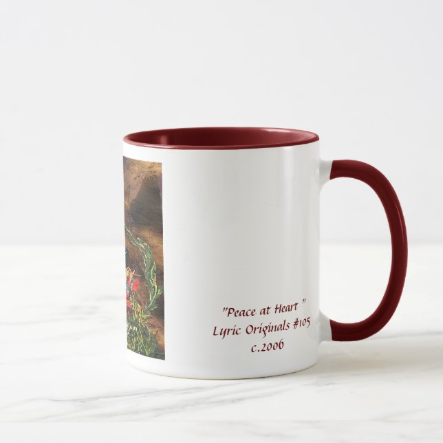 Taza lírica del corazón de las originales "paz en" (Derecha)