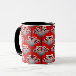 Taza Lirio del art déco, de color rojo oscuro y