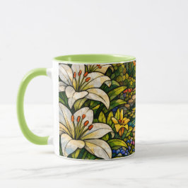 Taza Lirios y Sol de Vidrio Pintado