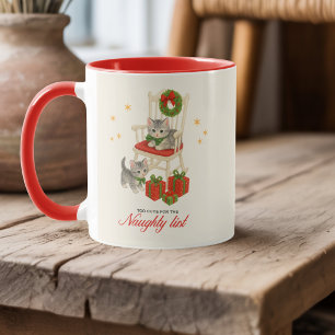 Taza Lista traviesa de gato de Navidad personalizada vi