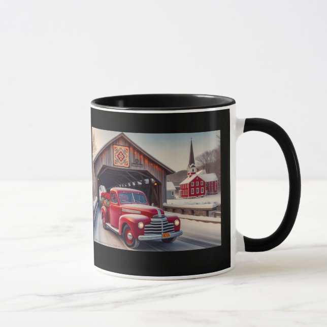 Taza Little Red Truck AI arte café mug (Derecha)
