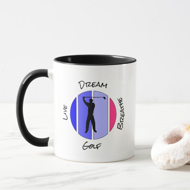 Taza Live, dream, breathe golf (Con donut)