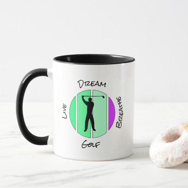 Taza Live, dream, breathe golf (Con donut)