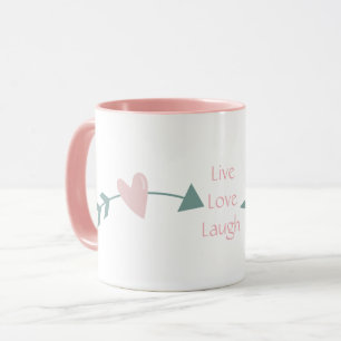 Taza Live Love Laugh Mug Con Corazón Y Flecha