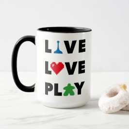 Taza Live, Love, Play Black Text Mug