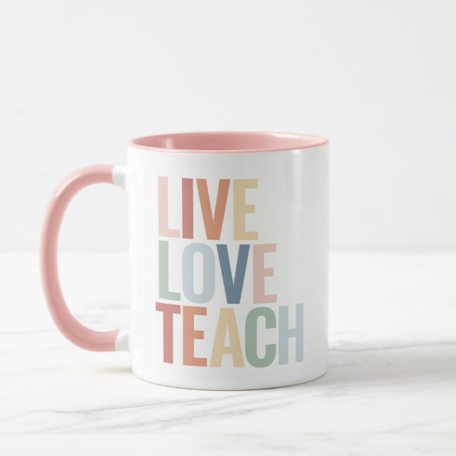 Taza Live Love Teach Rainbow Teacher Apreciación (Izquierda)