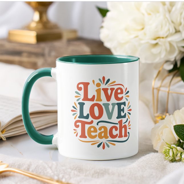 Taza Live Love Teach Rainbow Teacher Apreciación (Subido por el creador)