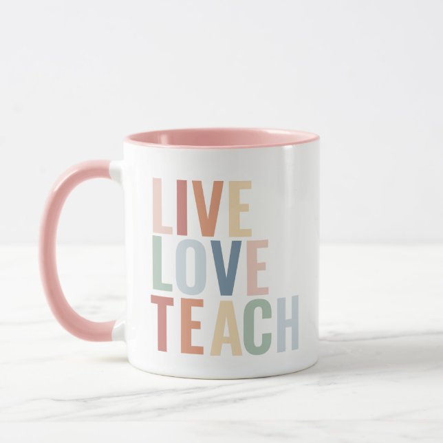 Taza Live Love Teach Rainbow Teacher Apreciación (Izquierda)