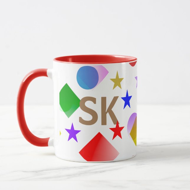 Taza Lively Colorful Stars Circles Squares Personalized (Izquierda)