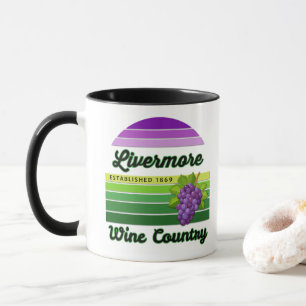 Taza Livermore Wine Country Morado Verde Rayas Uvas